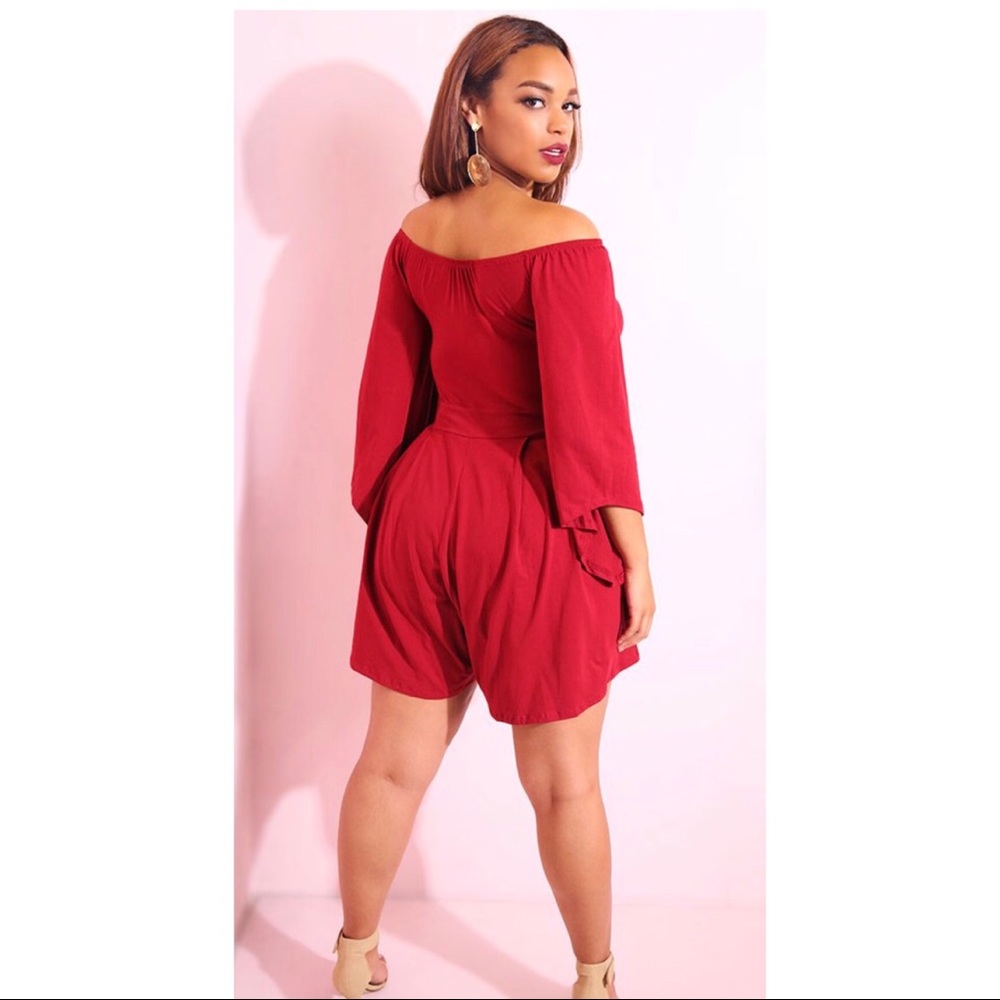 Plus Size Bell Sleeves Jumper (Burgundy) - Picture 4 of 4